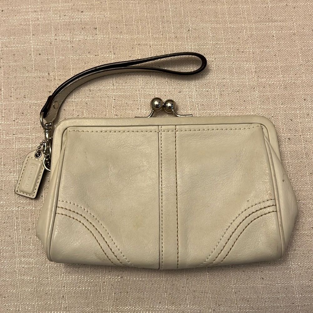 Cream coach wristlet